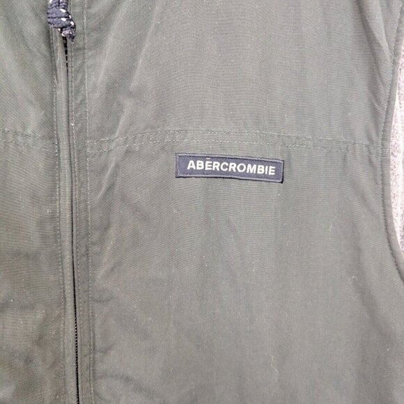 Vintage Abercrombie & Fitch Vest Mens L Green Nylon Fleece Lined Y2K - Picture 5 of 12